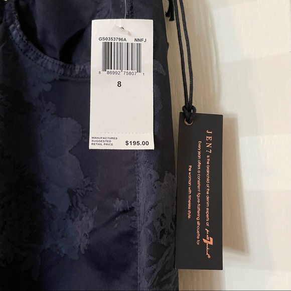 NWT JEN7 by 7 for All Mankind Dark Navy Floral Brocade Skinny Jeans - Picture 5 of 13